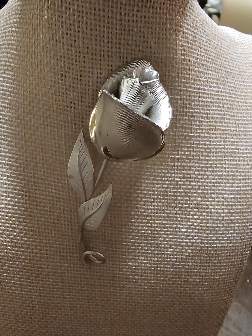 Silver-Tone Rose Flower Brooch Pin - Women's Jewelry